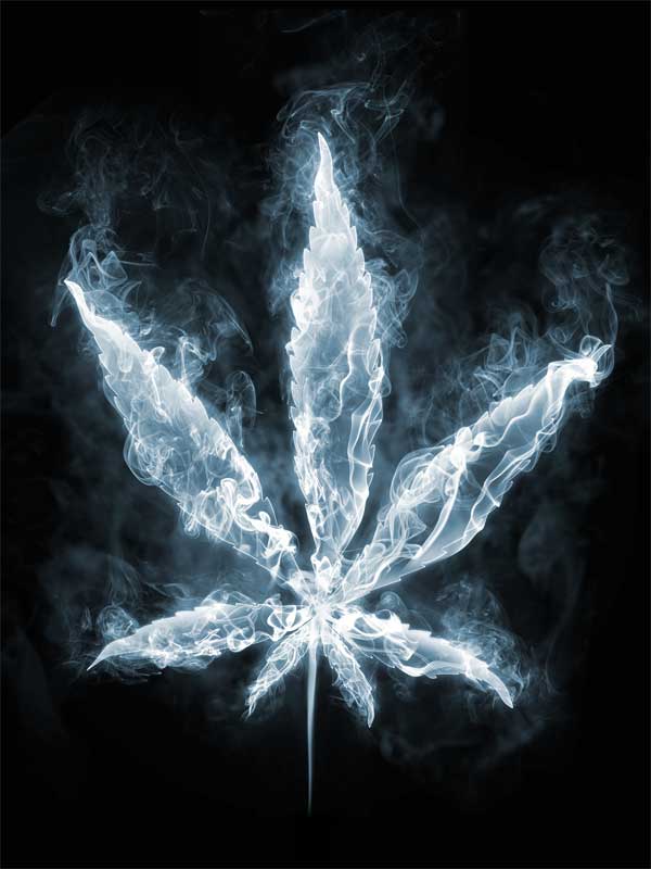 Marijuana Leaf Blue Smoke Effect